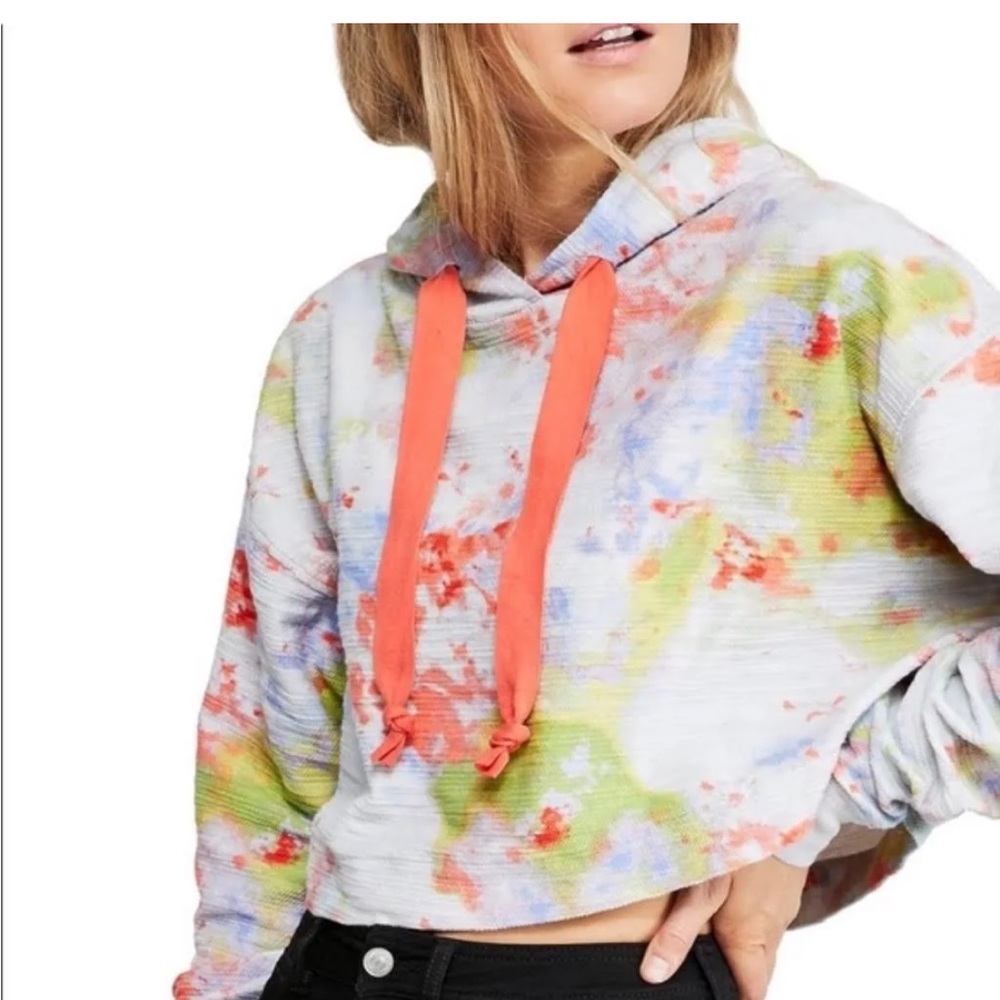 Free People multi-colored cropped hoodie. Sz Xsmall